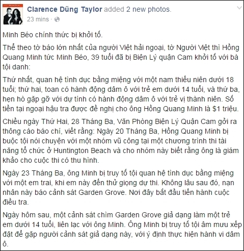 Minh Béo bị cảnh sát Mỹ