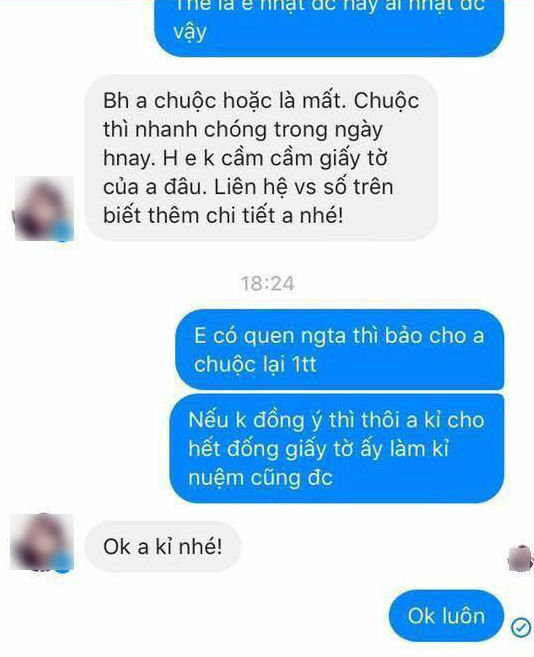 rơi ví đòi tiền chuộc