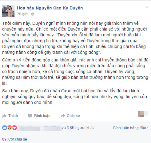 3 lần Hoa hậu Kỳ Duyên phải nói lời xin lỗi công chúng 5