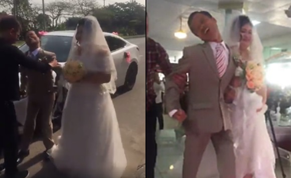 Chú rể tật nguyền và cô dâu trong ngày vui của mình.
