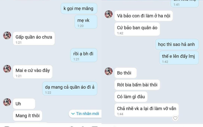 Tin nhắn người đàn ông dụ dỗ bé Q. đi làm “rót bia, bấm bài”.