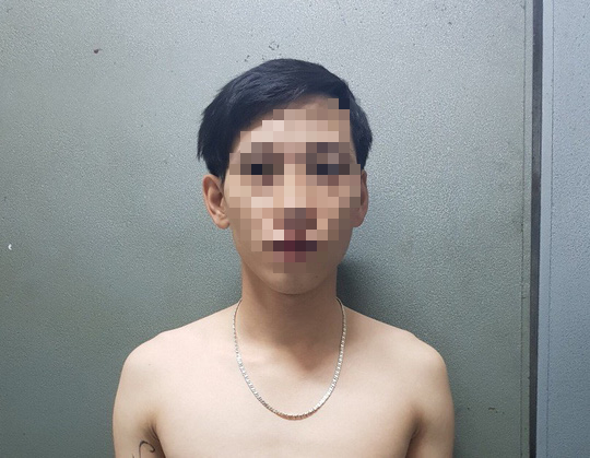 Đối tượng Vũ tại cơ quan công an.
