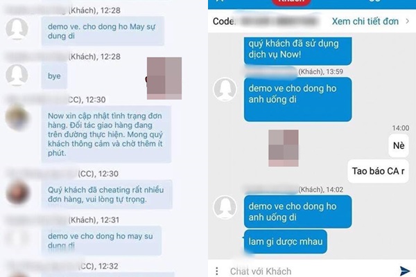 Nam thanh niên còn nhắn tin thách thức shipper.