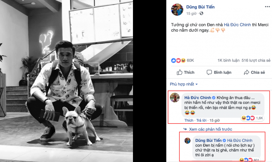 Tiến Dũng cũng không ngần ngại đáp trả cực hài.