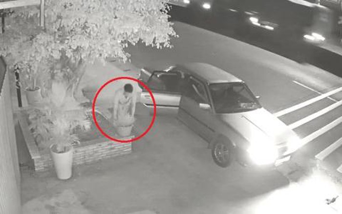 Hình ảnh người đàn ông trộm cây cảnh được camera ghi lại. Ảnh: NĐT