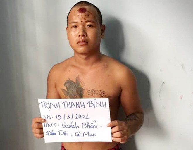 Đối tượng Trịnh Thanh Bình tại cơ quan công an.