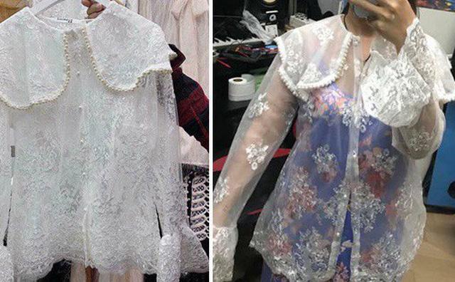 Chiếc áo đặt trên mạng và chiếc áo cô gái nhận được.