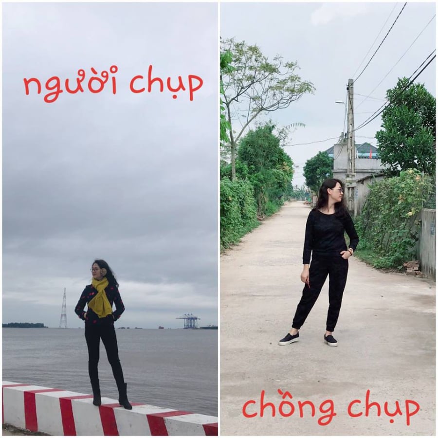 Vẫn là 1 người nhưng chồng chụp và người ta chụp lại ra 2 hình ảnh khác xa. Ảnh: Ngọc Huyền