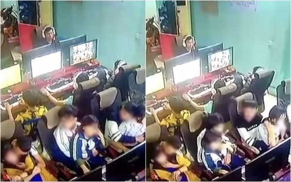 Hình ảnh khiến nhiều người ngao ngán của những học sinh này. Ảnh cắt từ clip.