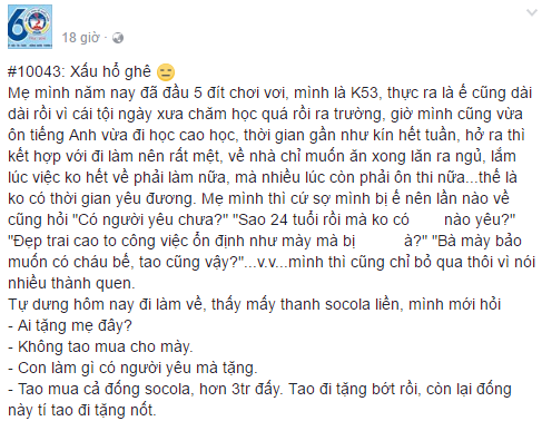 Câu chuyện được chia sẻ trên một hội nhóm.