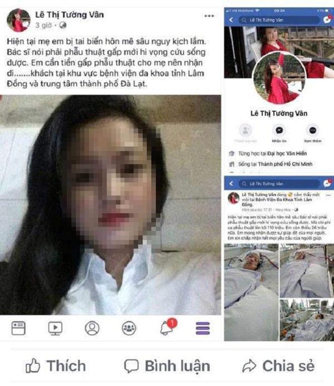 Thông tin được đăng trên dòng thời gian Facebook cá nhân của cô gái.