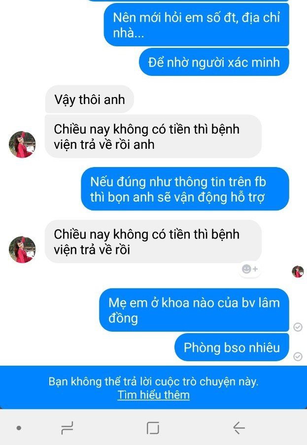 Đoạn tin nhắn trò chuyện giữa 2 người được đăng tải. 