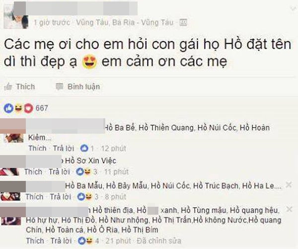 Bà mẹ nhờ dân mạng đặt tên cho con và cái kết cười 