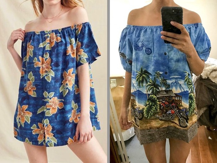 Kiểu dáng giống nhau nhưng họa tiết lại khác xa.