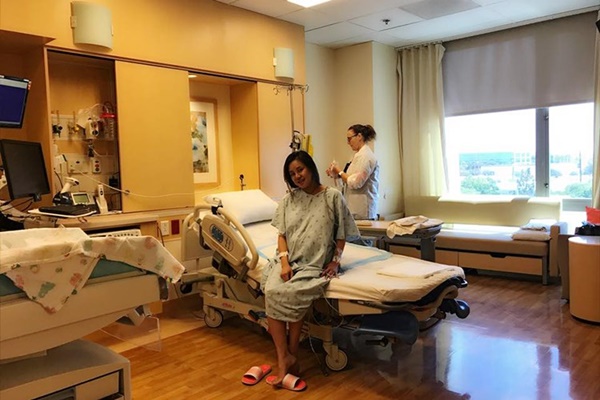 Vì lấy chồng Việt Kiều, Vy Oanh cũng lựa chọn sinh con ở Mỹ.
