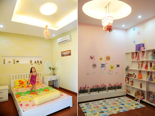 Ngoài phòng ngủ của hai vợ chồng và con gái Quyền Linh là góc sinh hoạt chung    