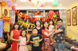 Sau'bão' bà xã Xuân Bắc tươi cười đến dự sinh nhật con gái Tự Long