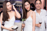 Dù đã gái 2 con, Tăng Thanh Hà diện đầm 2 dây trắng gợi cảm bên ông xã Louis Nguyễn