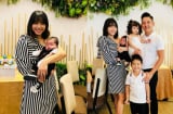 Hải Băng rạng rỡ bên chồng con trong tiệc đầy tháng quý tử