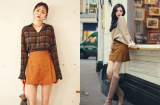 Phối đồ xinh lung linh với chân váy tông màu nâu