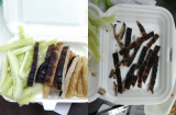 Hí hửng đặt nem nướng Nha Trang để ăn trưa, đến khi mở ra thì cô nàng 'méo mặt' vì nem 'bóng đêm'