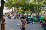 Vợ chồng trẻ trọng thương khi bị giàn treo di động từ tầng 4 rơi trúng