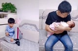 Thấy bố mải bế em gái mới sinh rồi 'bỏ quên' mình, cậu bé có phản ứng khiến ai cũng bật cười