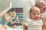 Hà Hồ và Kim Lý 'đầu bù tóc rối' bày trò 'tấu hài' cho cặp song sinh Leon và Lisa