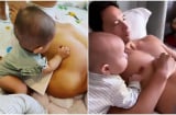 Hà Hồ bật cười khi thấy con gái Lisa và con trai Leon bất ngờ sờ ngực Kim Lý