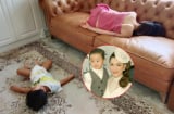 Chăm con kiểu Hòa Minzy: Con thì lăn xuống đất, mẹ vẫn say sưa giấc nồng trên ghế