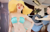 Lệ Quyên gánh tạ tập mông đùi thể hiện kĩ thuật tập luyện điêu luyện để có vòng 3 nảy nở