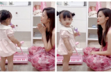 Con gái Đông Nhi được mẹ 'luyện giọng' miệt mài, đã biết tự cầm micro hát