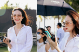 Minh Hằng đích thân làm đạo diễn tổng duyệt cho Quatrian shbet hiện đang mở của chính mình, nụ cười chuẩn cô dâu hạnh phúc