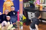 Cháu trai Phi Nhung có hành động gây chú ý khi đứng trước bàn thờ bà ngoại