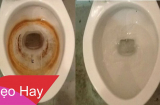Bồn cầu ố vàng, mảng bám dày đặc: Rắc thứ bột trắng này xuống là sạch bong, cực đơn giản