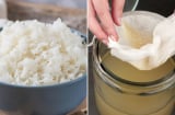Mẹo tự làm giấm gạo tại nhà bằng cơm nguội, thành phẩm thơm ngon, an toàn