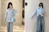 Sơ mi xanh dương và quần ống rộng: Công thức mặc đẹp tối giản nhưng vẫn toát lên khí chất thanh lịch