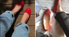 Giày búp bê đỏ trở thành xu hướng nổi bật của mùa hè