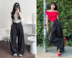 Quần sọc dọc ống suông – Bí quyết tôn dáng giúp vóc người cao ráo và thanh thoát hơn