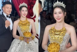 Cô dâu Vĩnh Long gây sốt với bó hoa cưới bằng vàng, dân mạng trầm trồ không ngớt