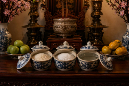 Chú ý nếu có đặt 3 hũ Gạo Muối Nước trên ban thờ phải biết điều này kẻo phạm kỵ