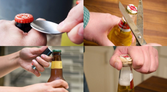 Nắp chai bia có một điểm nhỏ, cứ nhắm vào đấy mà bật, phụ nữ cũng làm ngon ơ