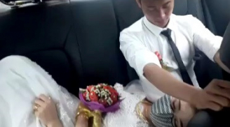 Cô dâu say xe, nằm lả trên chân chú rể suốt quãng đường về nhà chồng