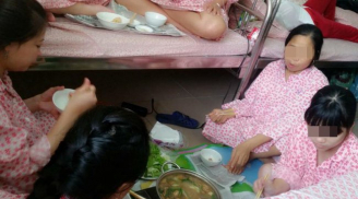 Mẹ bầu bình tĩnh nhất năm: Vui vẻ cắt bánh sinh nhật, xì xụp ăn lẩu trong phòng chờ sinh
