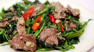 Làm thịt trâu xào rau muống mềm, ngon ngọt hơn cả ngoài hàng ai ai cũng ghiền
