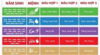 CHỌN SAI màu với mệnh bảo sao tài lộc tình cảm mãi chẳng vẹn toàn, công danh không thăng tiến