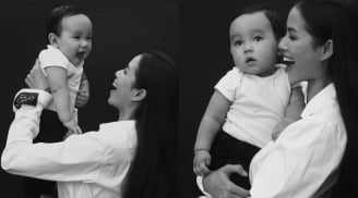 Sau nhiều lần giấu kín, Phạm Hương bất ngờ khoe ảnh cận mặt cậu con trai kháu khỉnh của mình
