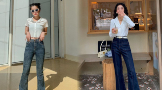 Mùa thu diện quần jeans ống loe chanh sả hết nấc, diện lên tôn dáng vô cùng
