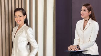 Các nàng hậu Việt diện vest trắng: Đỗ Thị Hà như 'tổng tài', Phạm Hương mang vẻ sang trọng