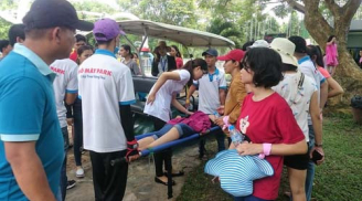 Nữ du khách văng từ trên cao xuống đất bất tỉnh vì đứt cáp trò chơi siêu nhún